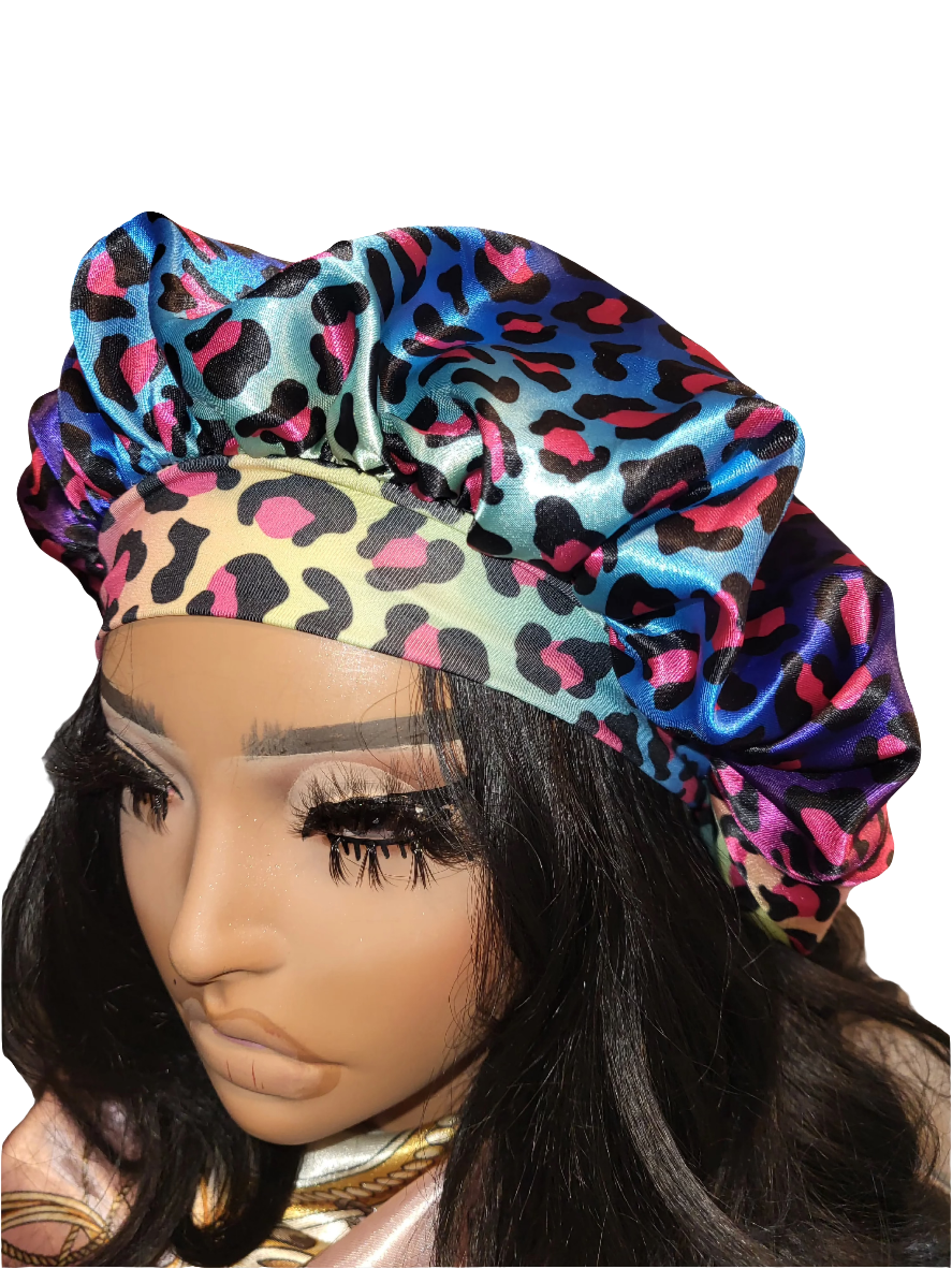 MULTI COLORED  Wide Band Elastic Single Layer Satin Hair Bonnet