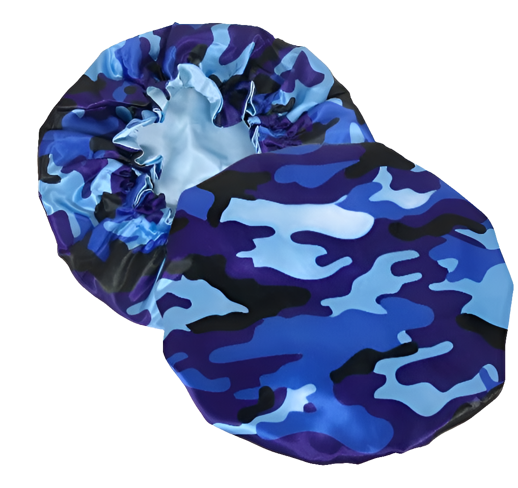 BLUE CAMO Reversible Sleeping Satin Hair Bonnet