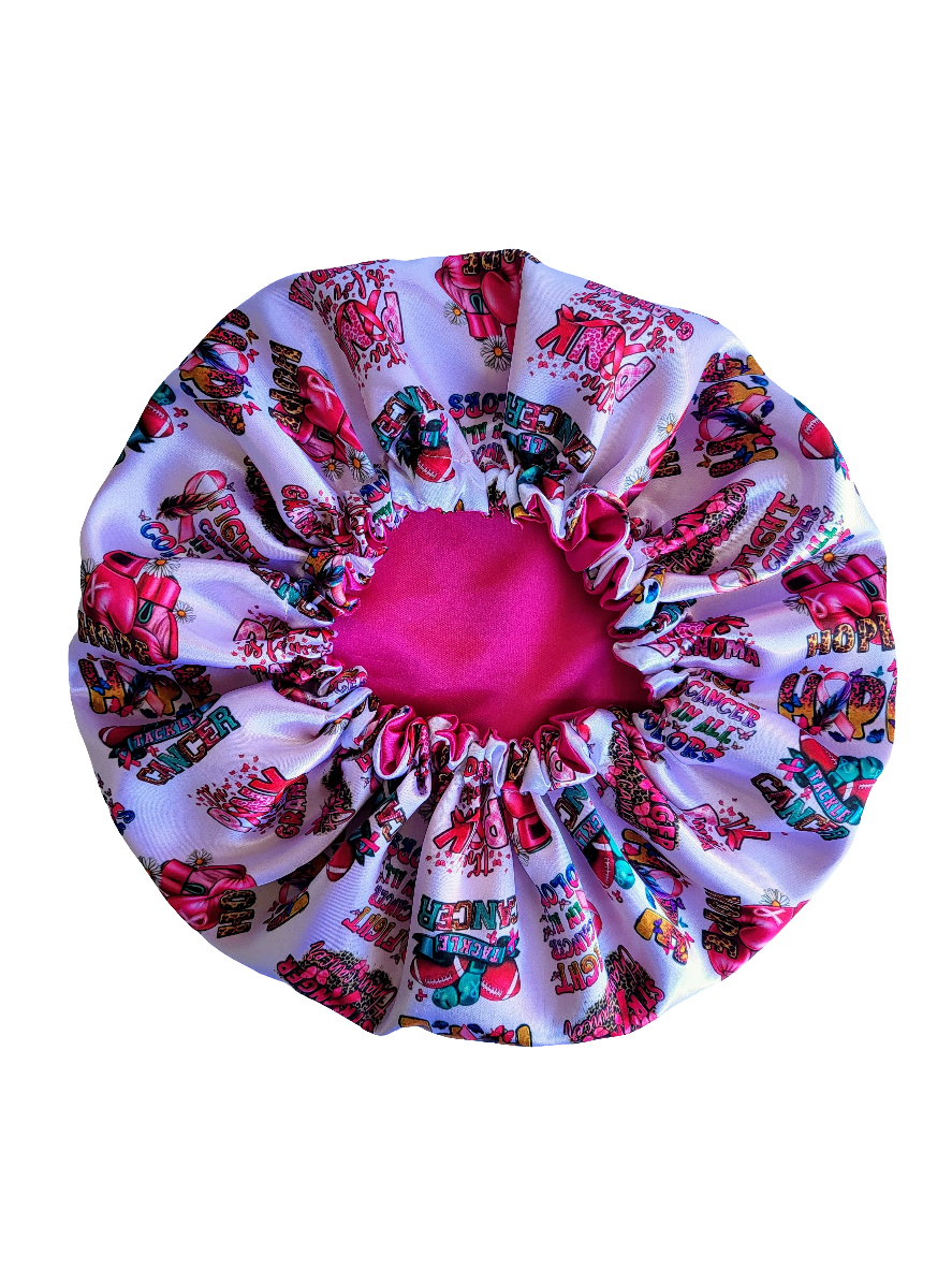 BREAST CANCER AWARENESS Reversible Sleeping Satin Hair Bonnet