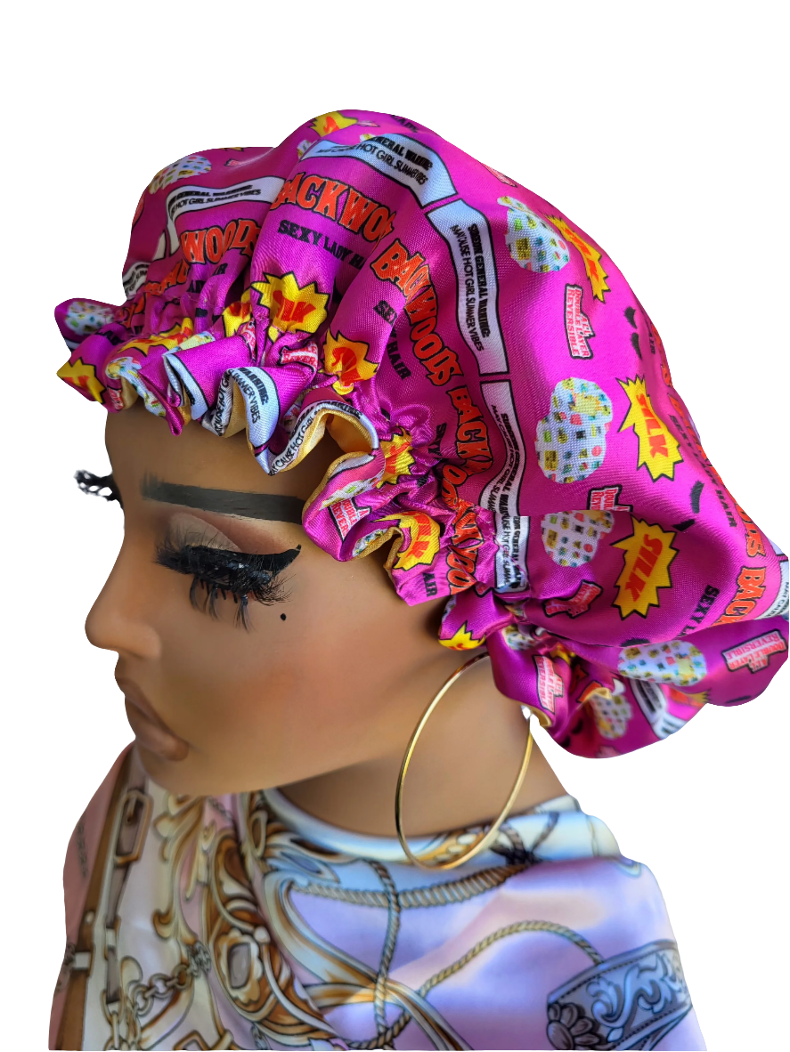 PINK &amp; GOLD VIBES Reversible Sleeping Satin Hair Bonnet