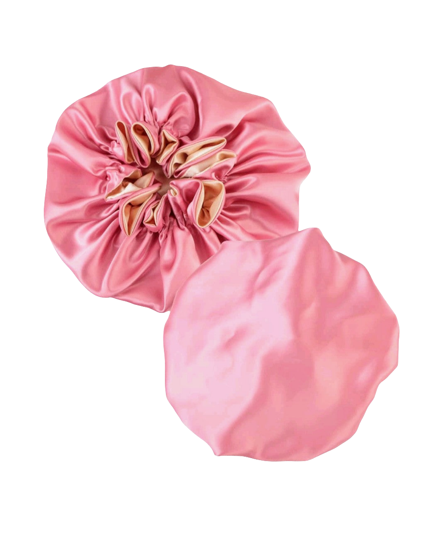 PINK CORAL Reversible Sleeping Satin Hair Bonnet