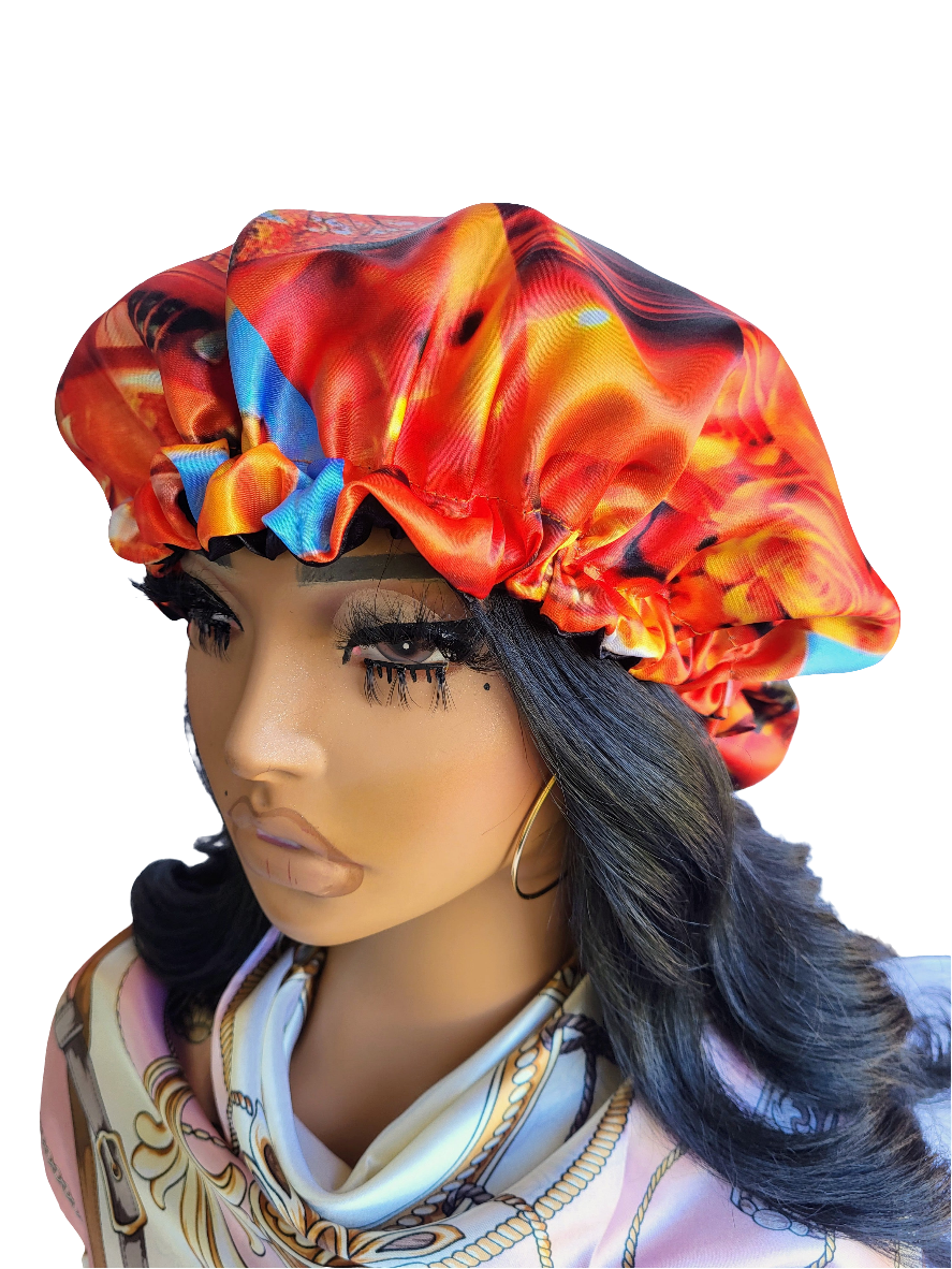 OCTOBER ORANGE Reversible Sleeping Satin Hair Bonnet