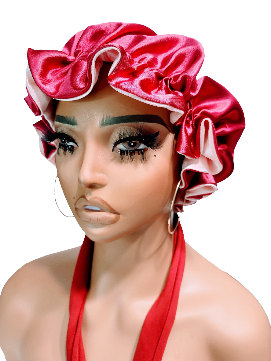 &quot;RUBY&quot; Reversible Sleeping Satin Hair Bonnet