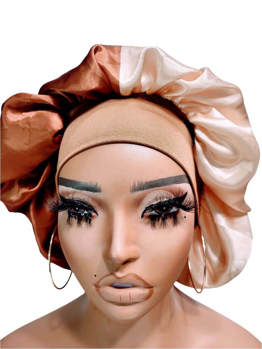 &quot;CINNAMON&quot; Wide Band Sleeping Satin Hair Bonnet