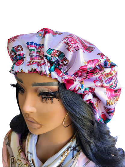 BREAST CANCER AWARENESS Reversible Sleeping Satin Hair Bonnet