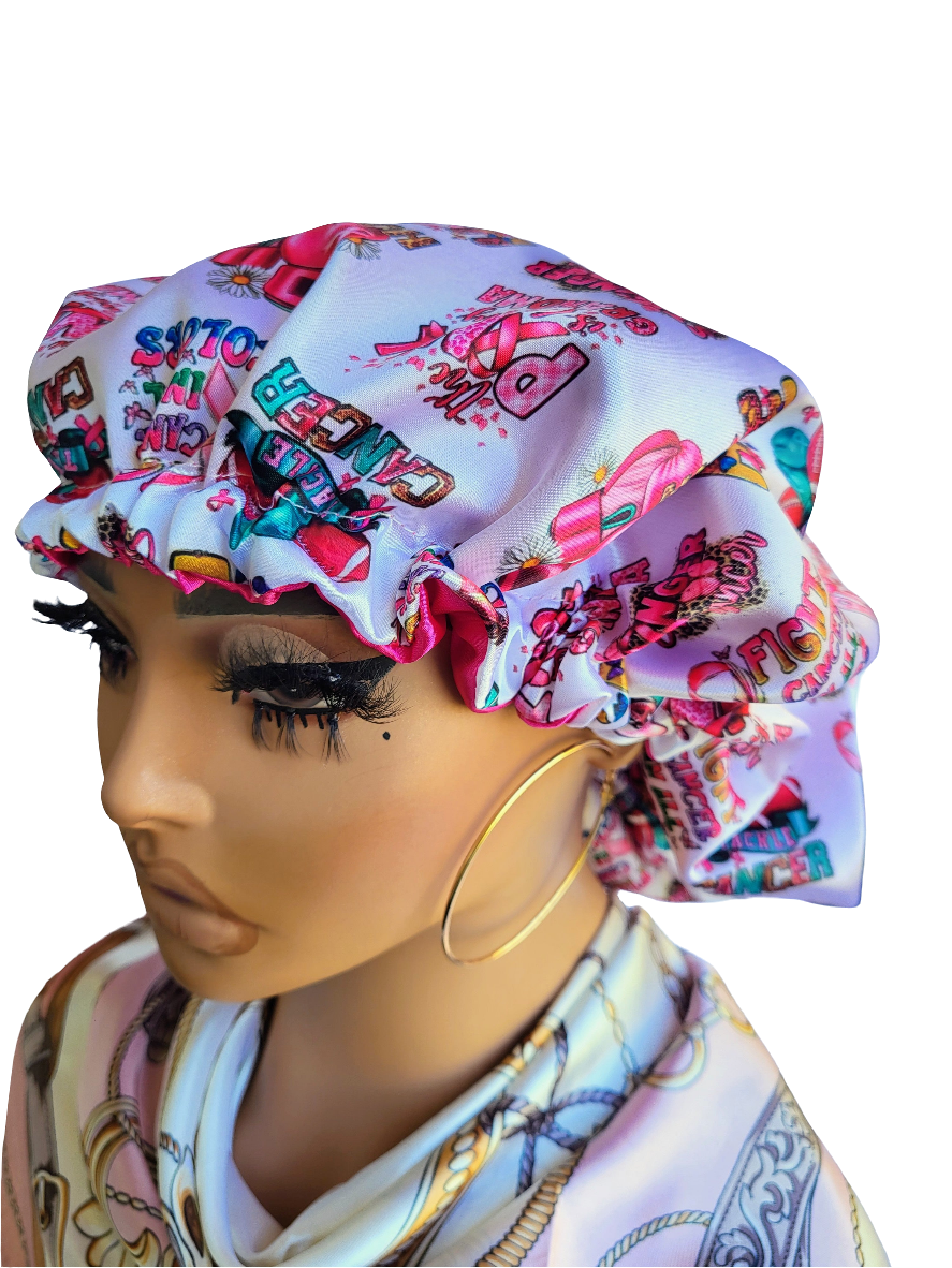 BREAST CANCER AWARENESS Reversible Sleeping Satin Hair Bonnet