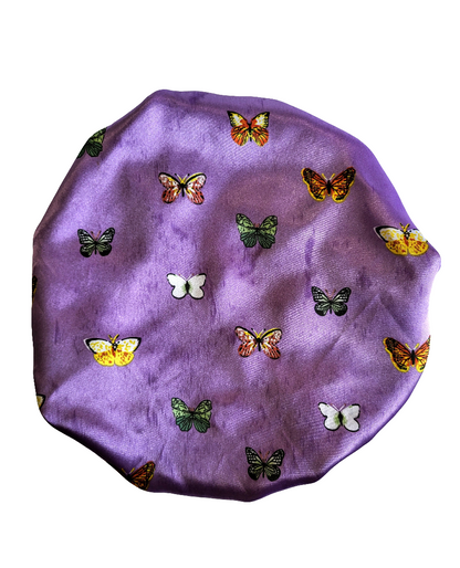 Purple Butterfly Print Bonnet for Kids - Daily Wear &amp; Sleep