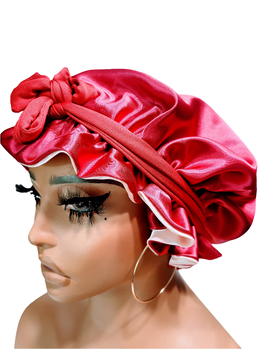 &quot;RUBY&quot; Reversible Sleeping Satin Hair Bonnet