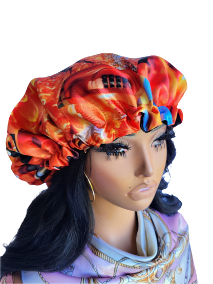 OCTOBER ORANGE Reversible Sleeping Satin Hair Bonnet