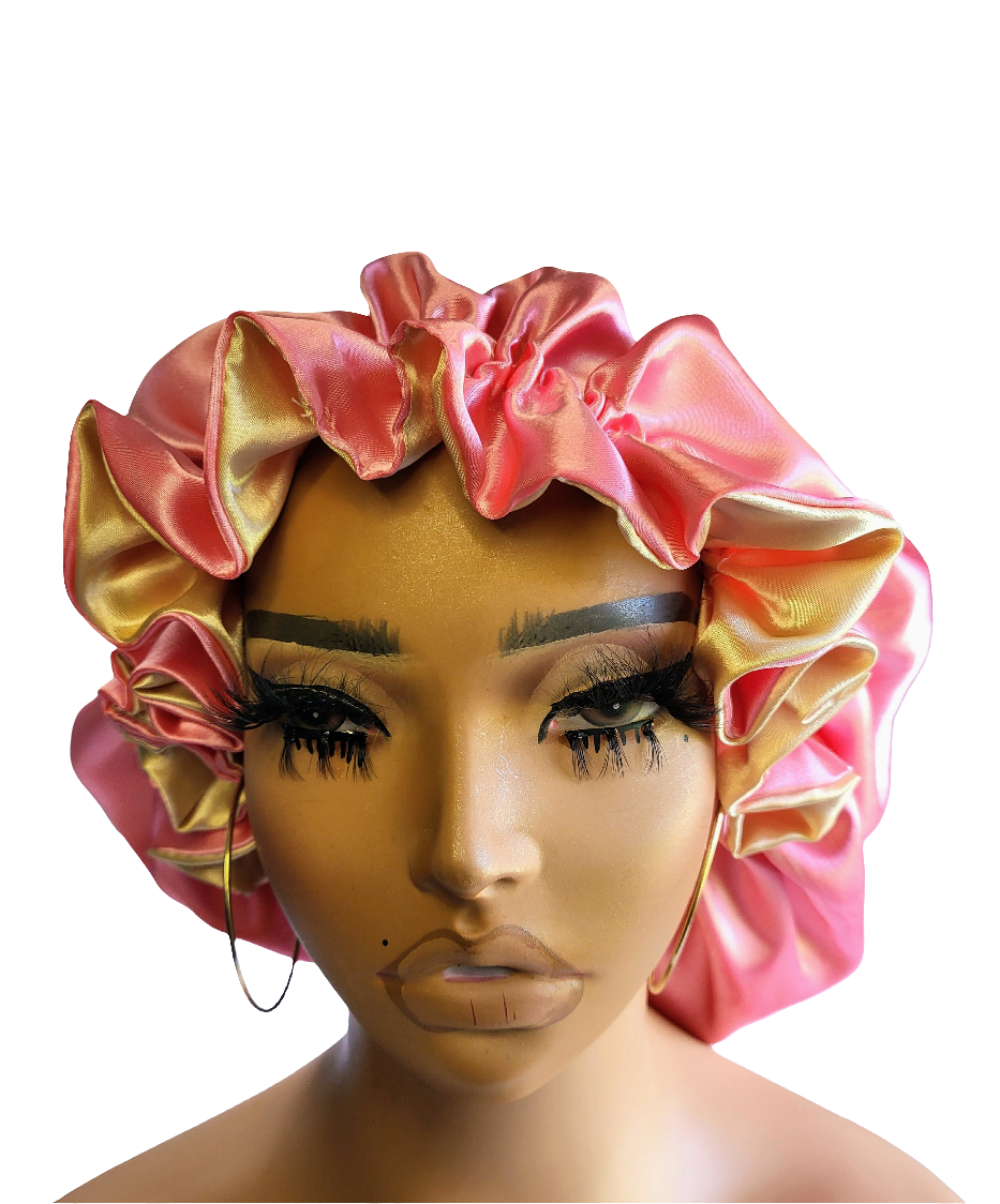 PINK CORAL Reversible Satin Bonnet for Hair