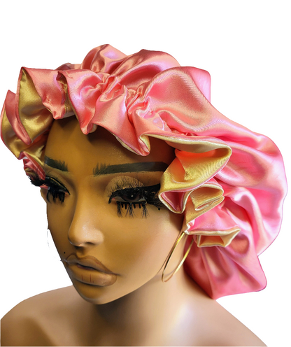 PINK CORAL Reversible Satin Bonnet for Hair