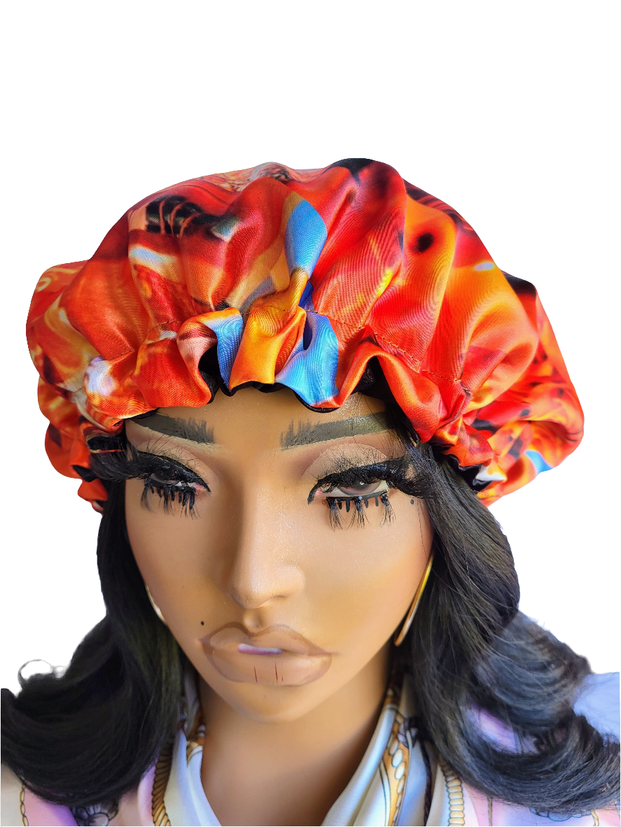 OCTOBER ORANGE Reversible Sleeping Satin Hair Bonnet