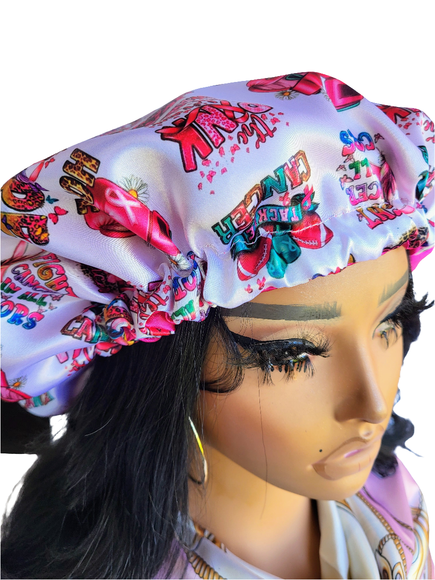 BREAST CANCER AWARENESS Reversible Sleeping Satin Hair Bonnet