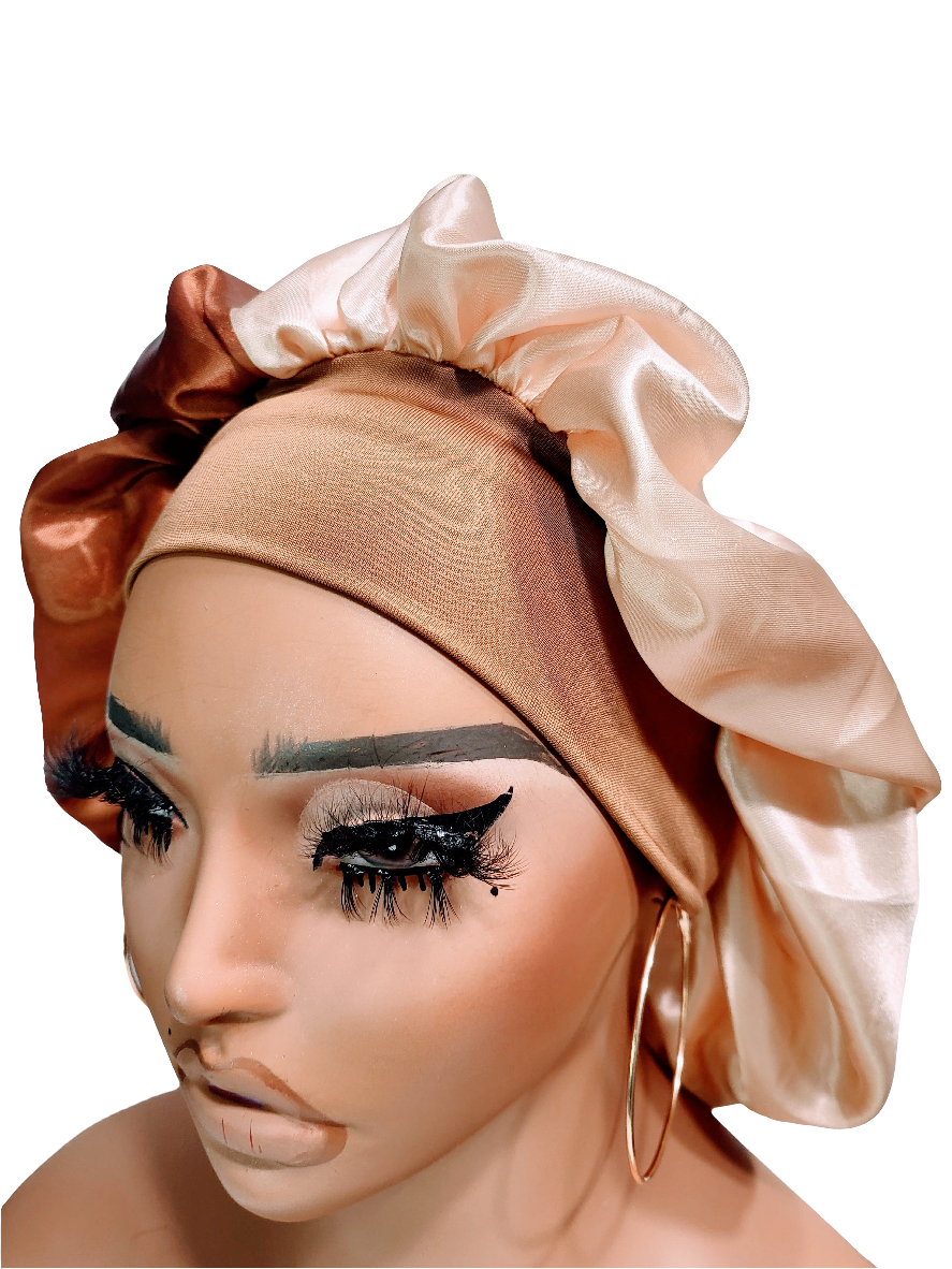 &quot;CINNAMON&quot; Wide Band Sleeping Satin Hair Bonnet