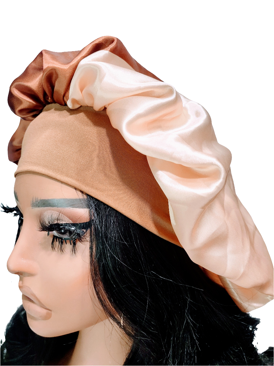 &quot;CINNAMON&quot; Wide Band Sleeping Satin Hair Bonnet