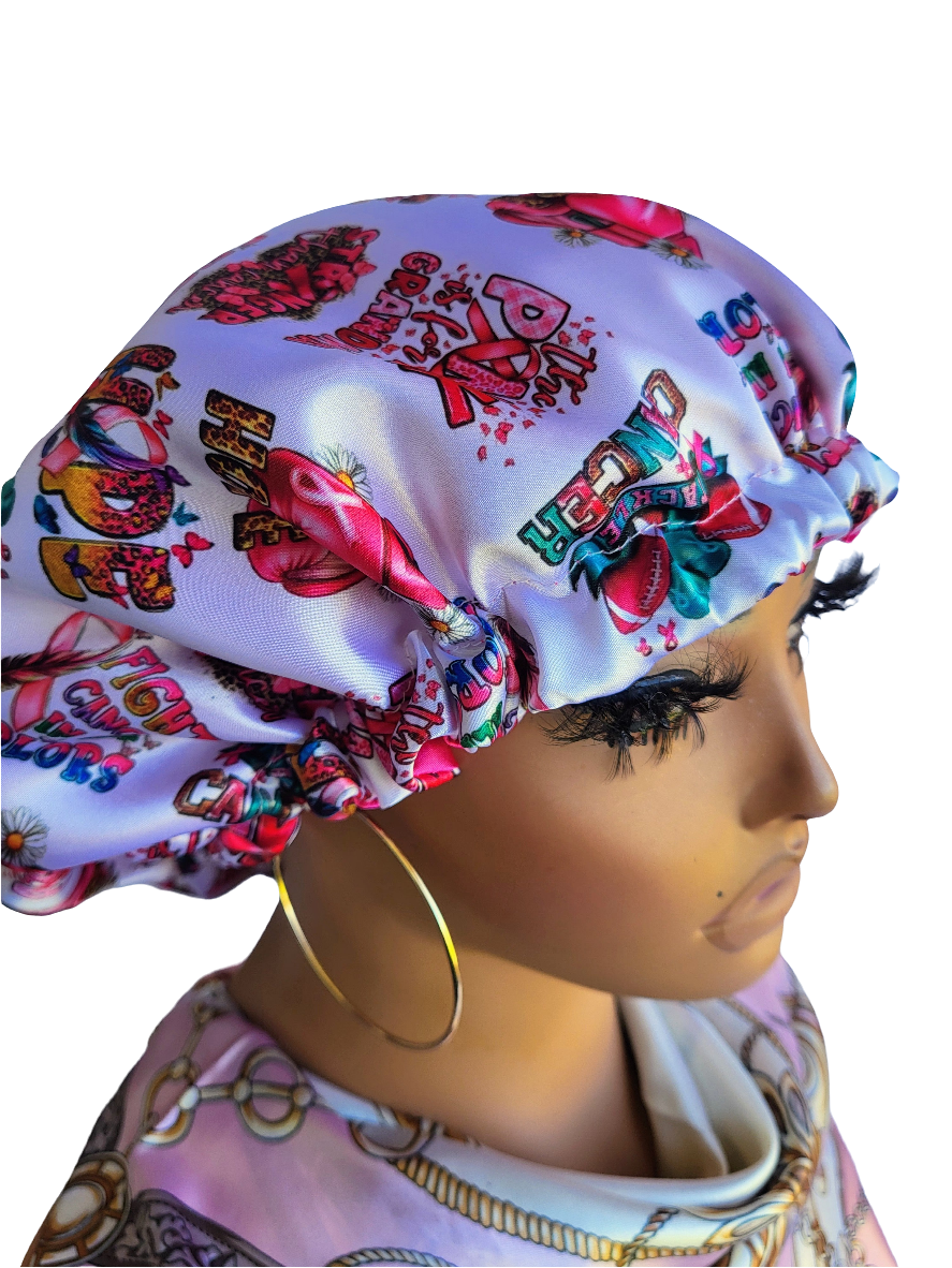 BREAST CANCER AWARENESS Reversible Sleeping Satin Hair Bonnet