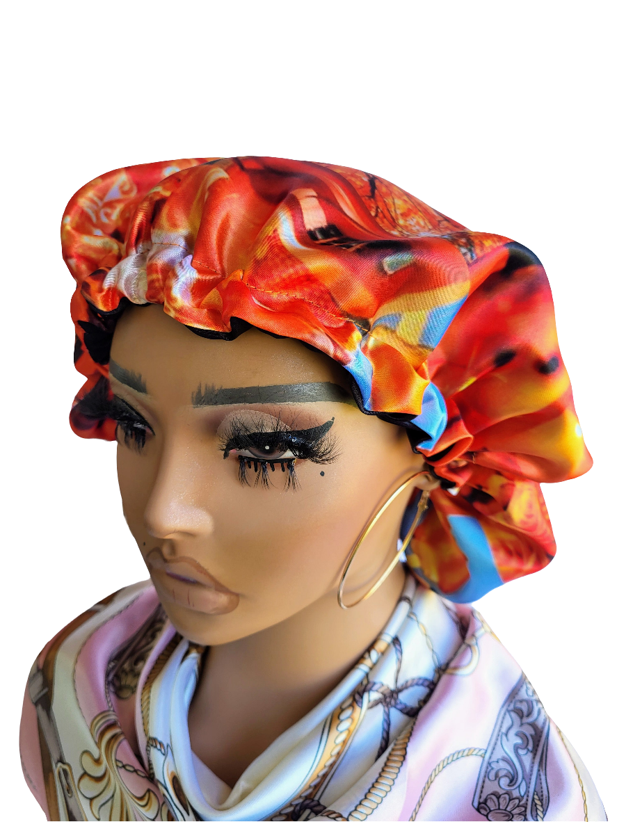 OCTOBER ORANGE Reversible Sleeping Satin Hair Bonnet