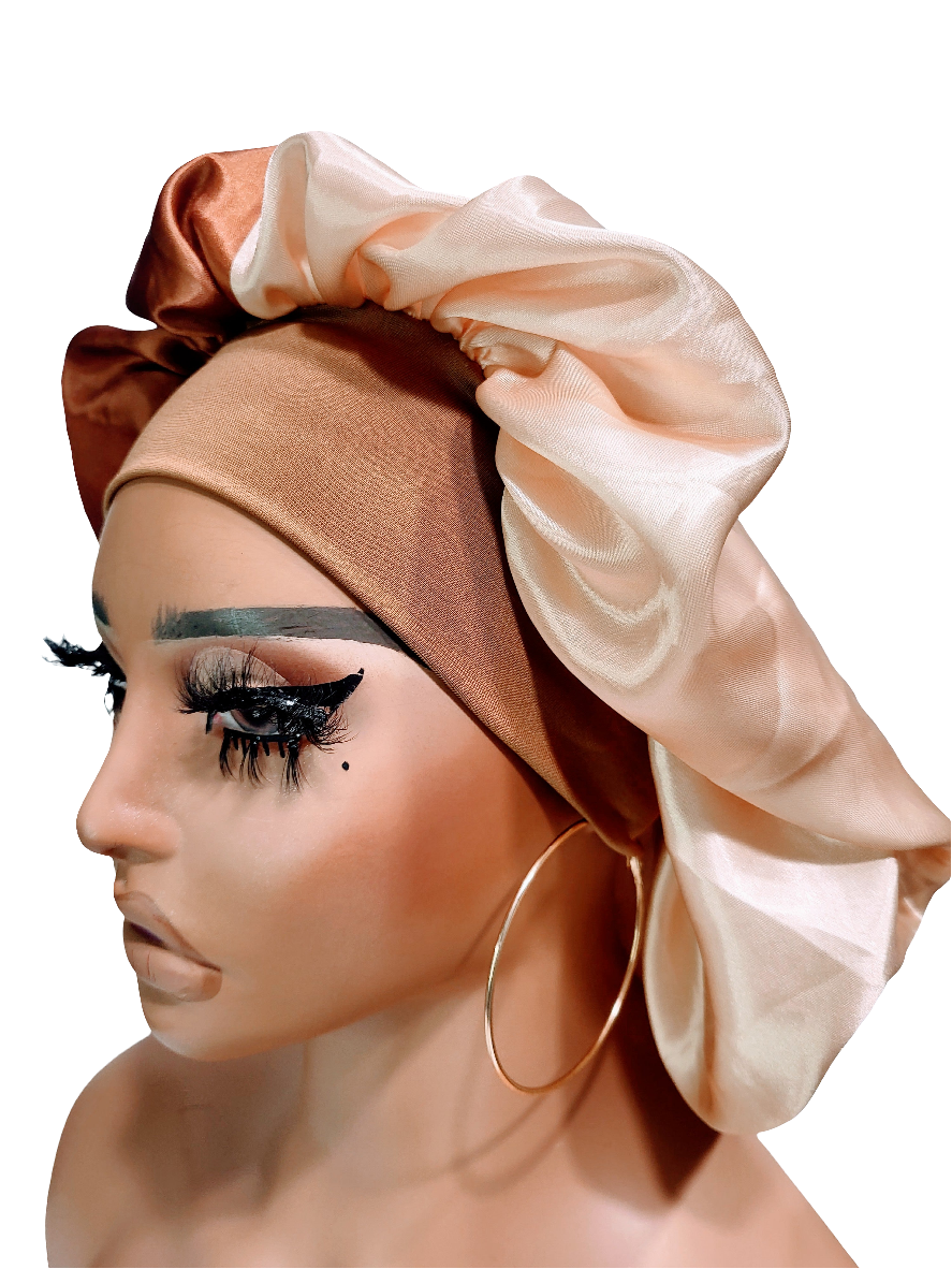 &quot;CINNAMON&quot; Wide Band Sleeping Satin Hair Bonnet