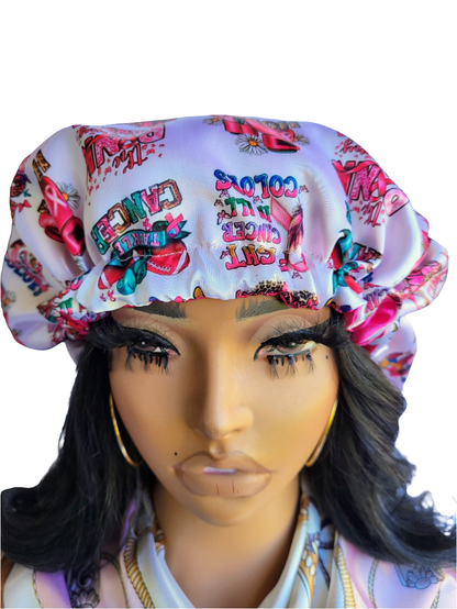 BREAST CANCER AWARENESS Reversible Sleeping Satin Hair Bonnet