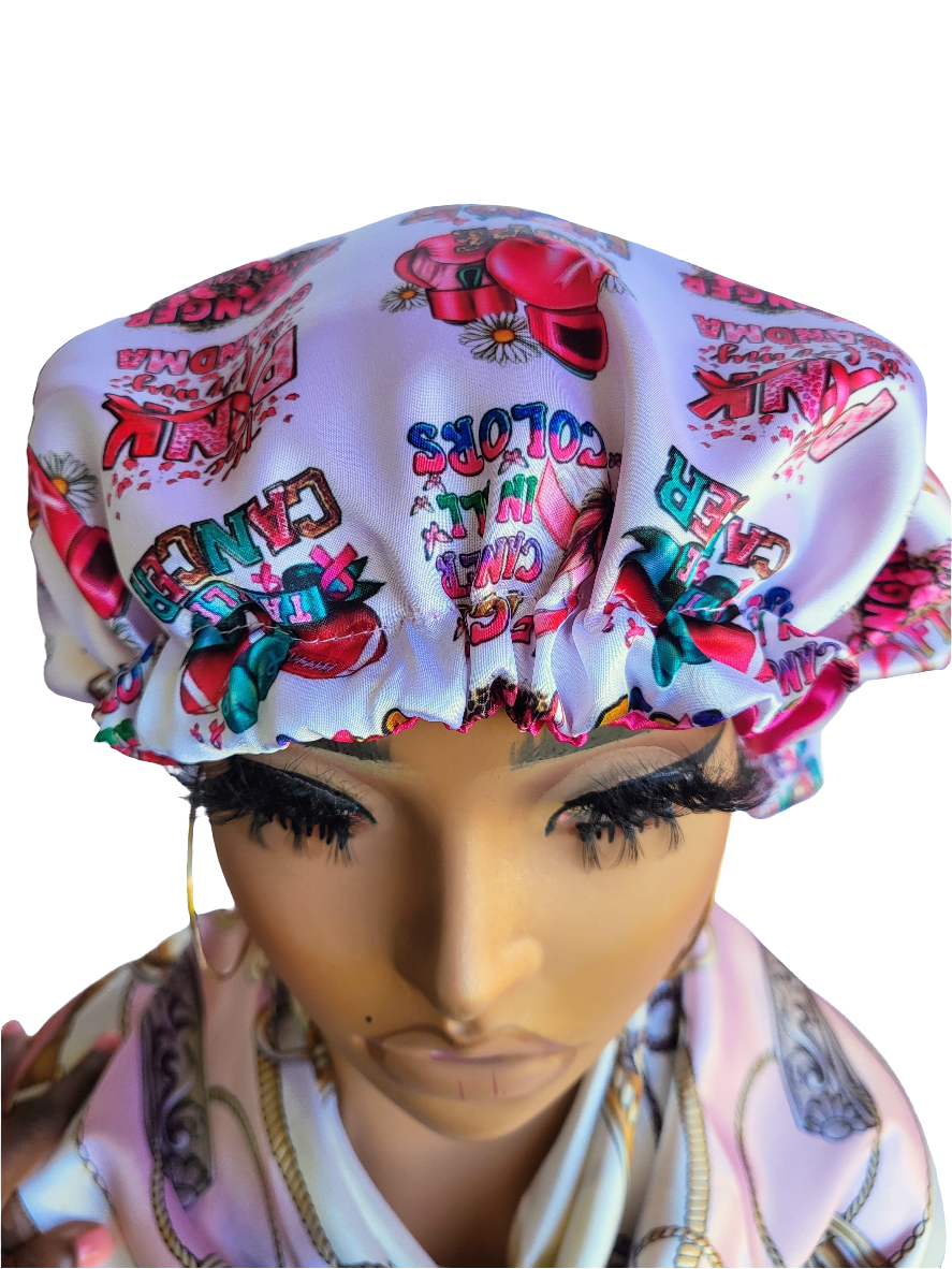 BREAST CANCER AWARENESS Reversible Sleeping Satin Hair Bonnet