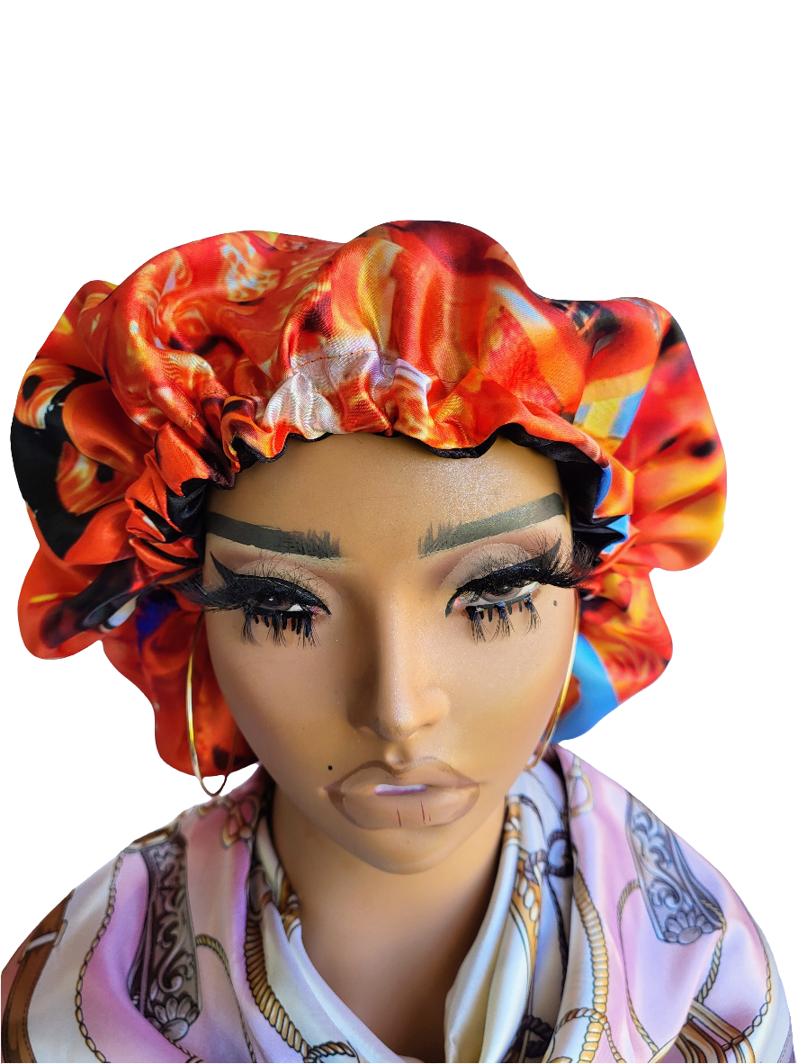 OCTOBER ORANGE Reversible Sleeping Satin Hair Bonnet