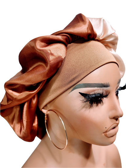 &quot;CINNAMON&quot; Wide Band Sleeping Satin Hair Bonnet