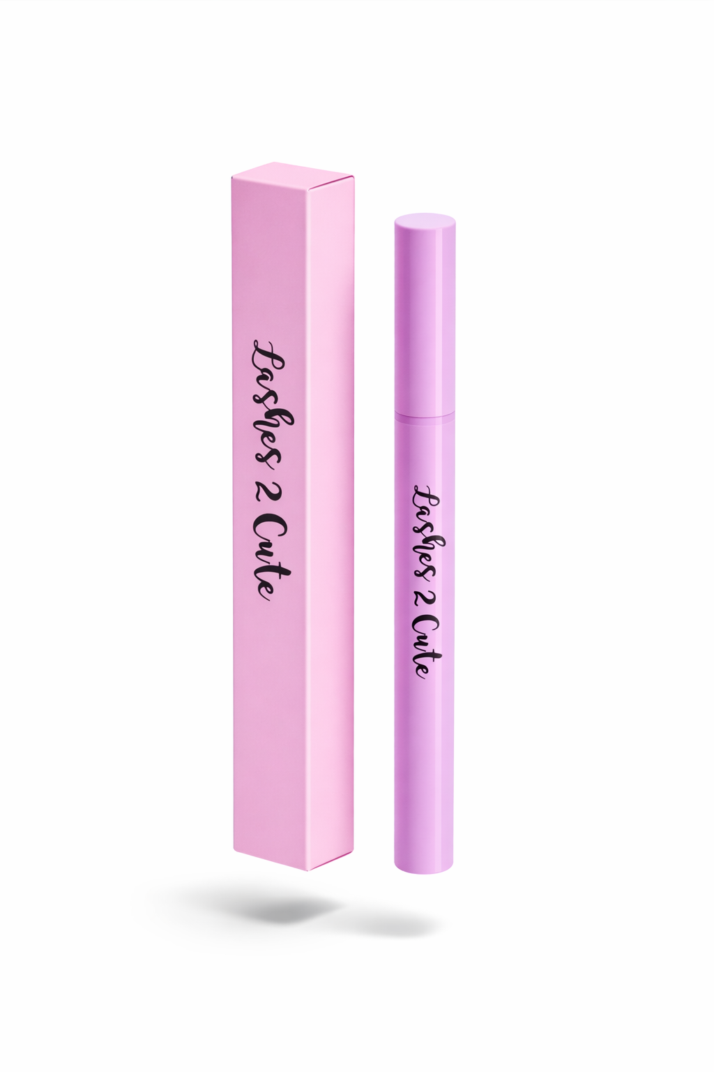 Pink eyelash product with packaging on a white background