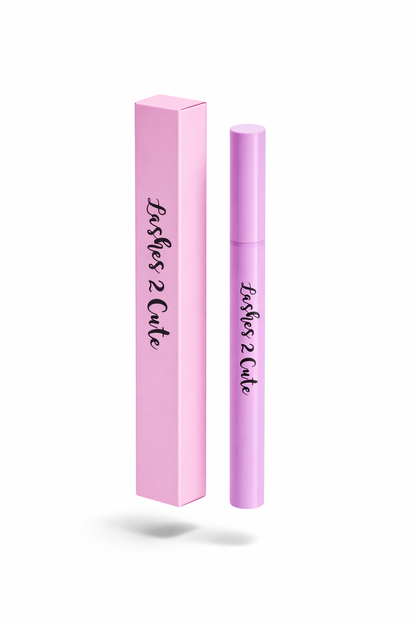 Pink eyelash product with packaging on a white background
