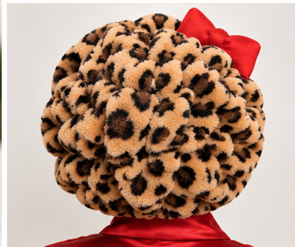 Red Leopard Luxe | Teddy Fleece Satin-Lined Bonnet