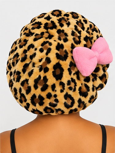 Pink Leopard Luxe | Teddy Fleece Satin-Lined Bonnet 💕🐆