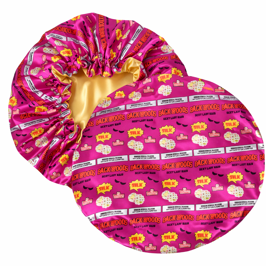 双面睡缎波浪夏季振动帽子粉色和金色