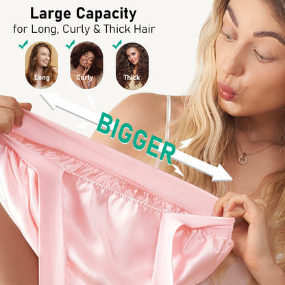 LitBear Mulberry Silk Bonnet 6A 22 Momme Large Double-Layer Pink Tie Band