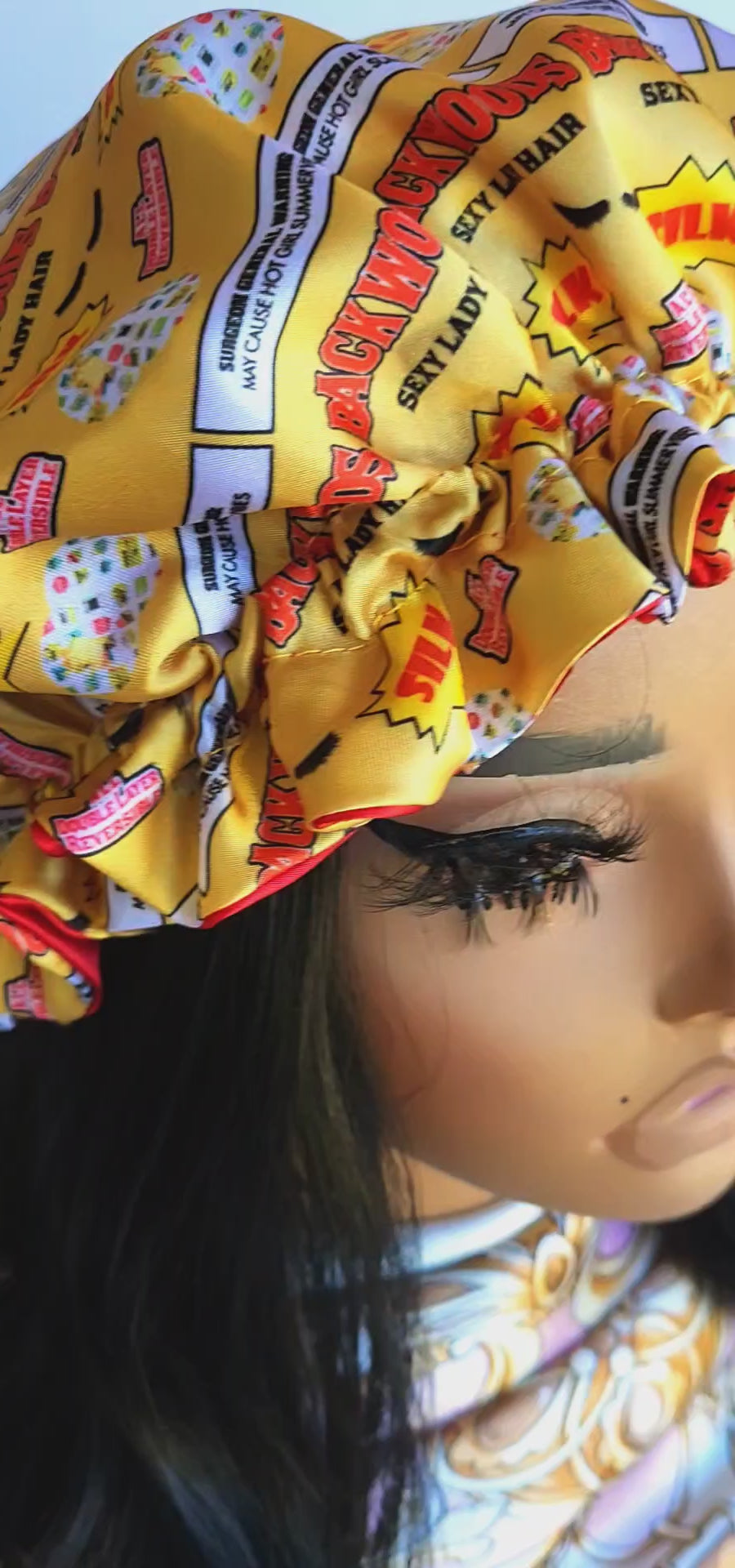 GOLD &amp; RED VIBES – Reversible Satin Sleeping Hair Bonnet