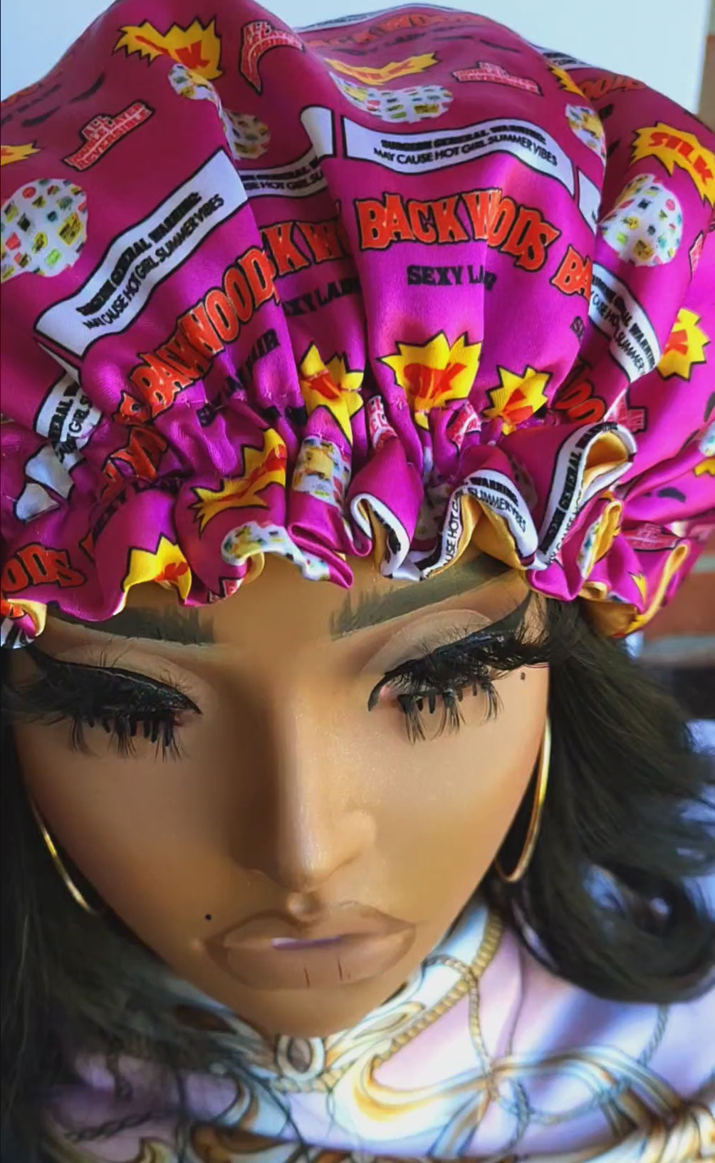 Pink &amp; Gold Reversible Satin Bonnet – Luxury Double-Layer Silk Sleep Cap for Natural Hair Protection | Lashes2Cute