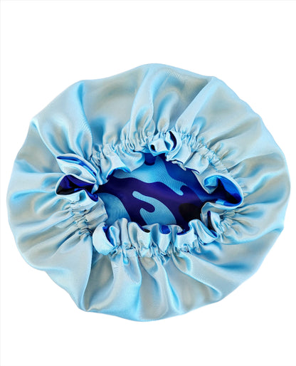 Blue Camo Reversible Satin Hair Bonnet
