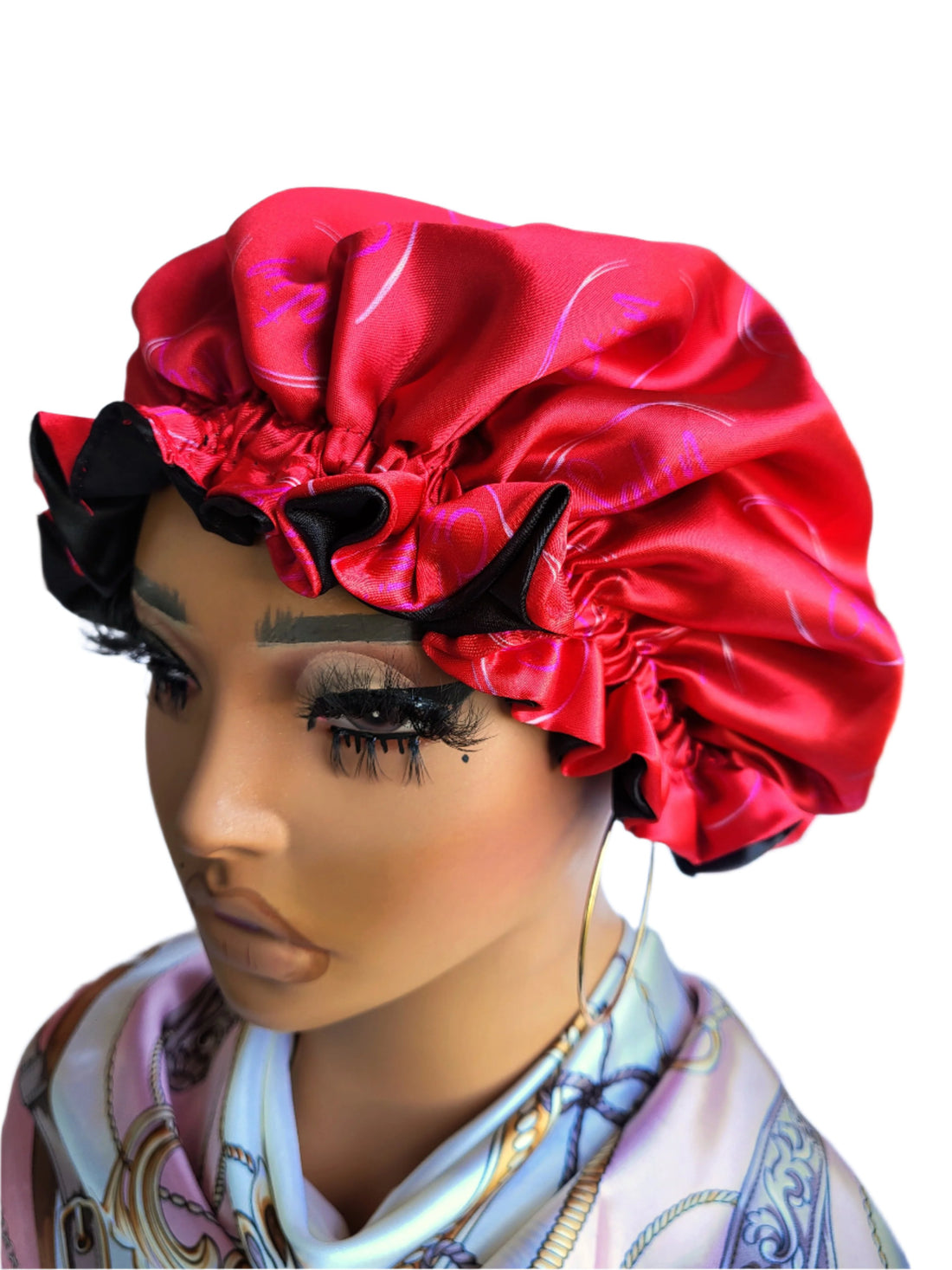 SATIN ENVY RED Reversible Sleeping Satin Hair Bonnet