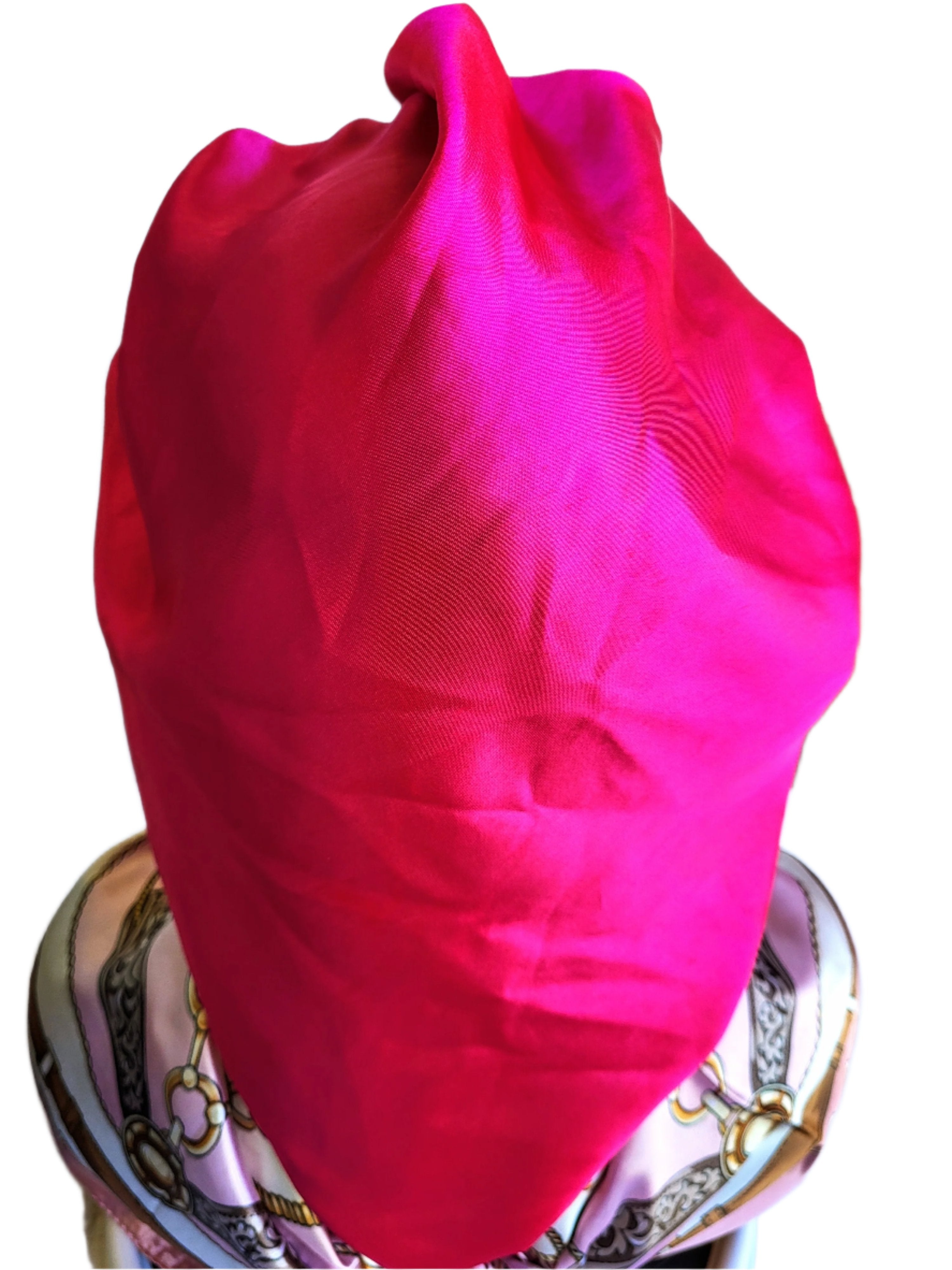 HOT PINK Wide Band Single Layer Jumbo Satin Bonnet