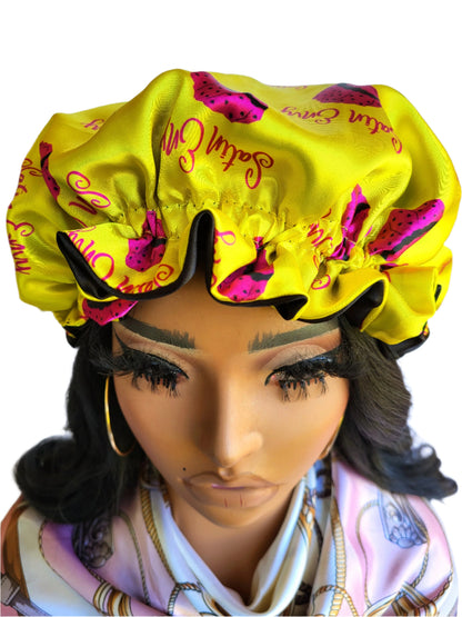 SATIN ENVY YELLOW Reversible Sleeping Satin Hair Bonnet