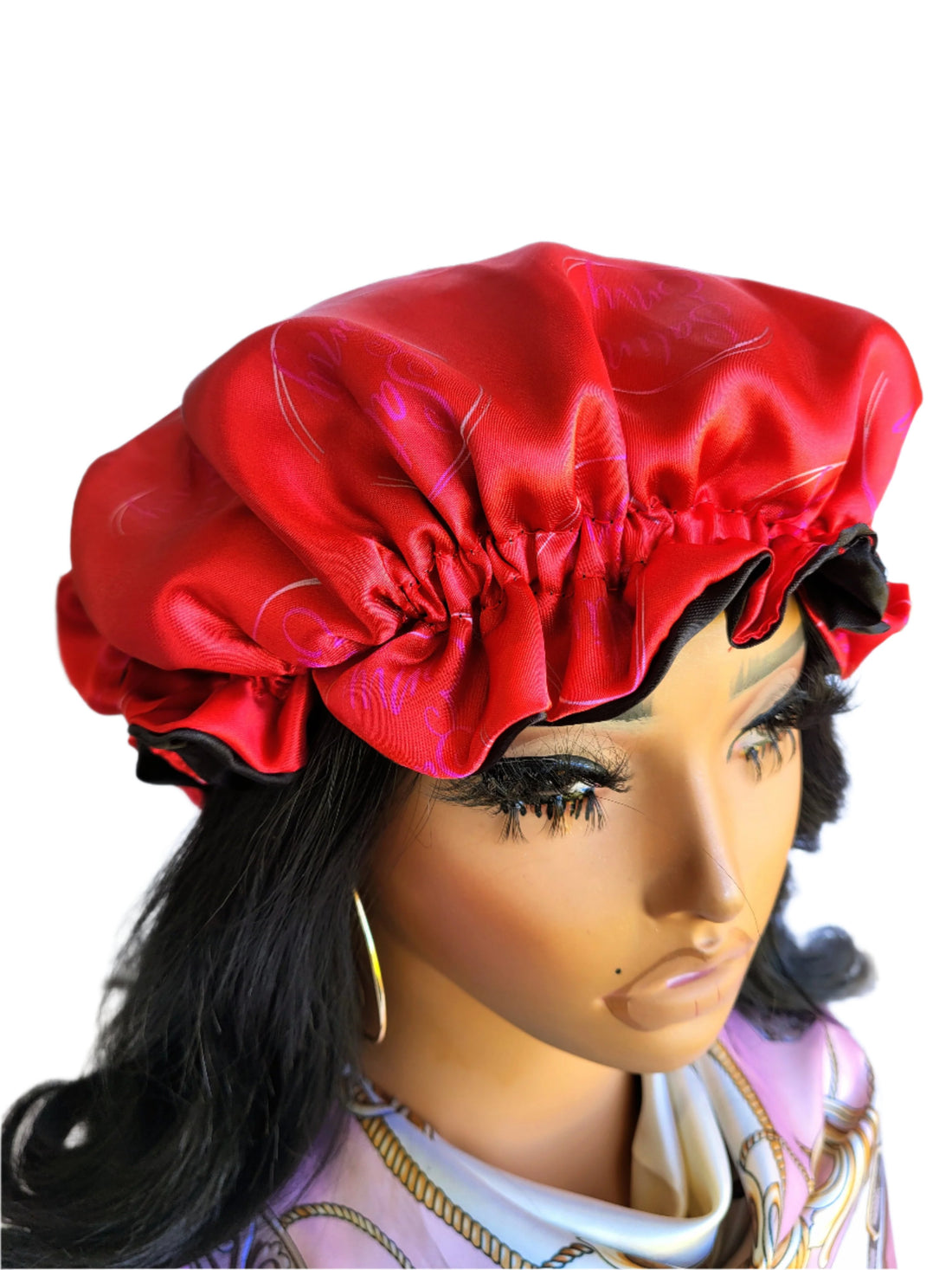 SATIN ENVY RED Reversible Sleeping Satin Hair Bonnet