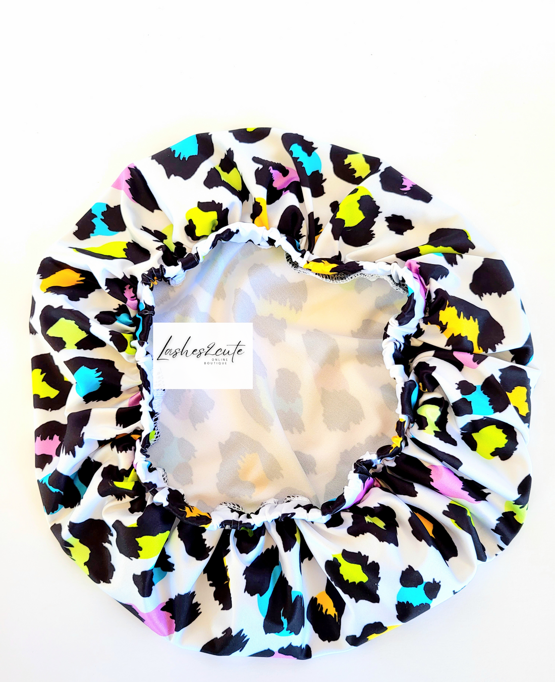 Luxury Fitted White Leopard Bonnet