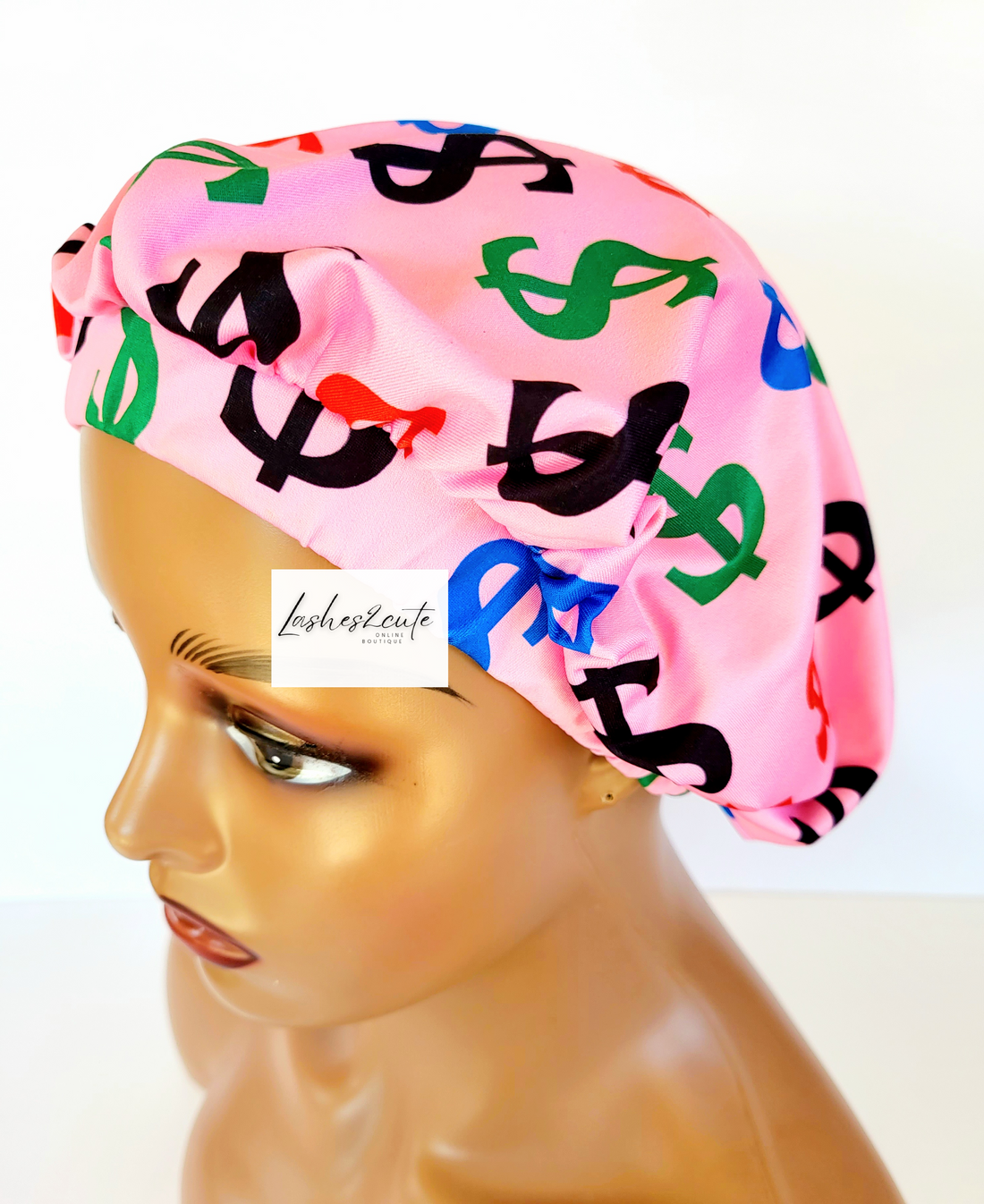 Luxury Fitted Pink Dollar Sign Bonnet