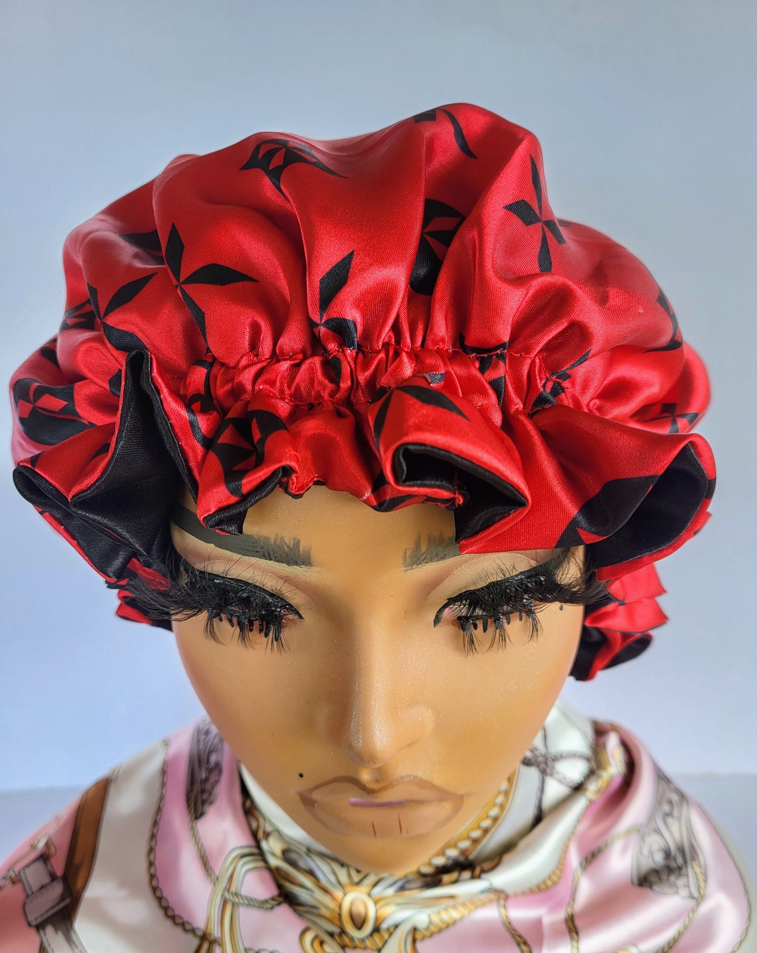 &quot;Pretty Red&quot; Reversible Sleeping Satin Wavy Hair Bonnet