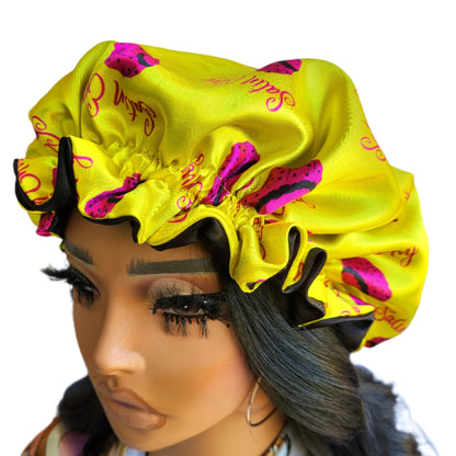 SATIN ENVY YELLOW Reversible Sleeping Satin Hair Bonnet