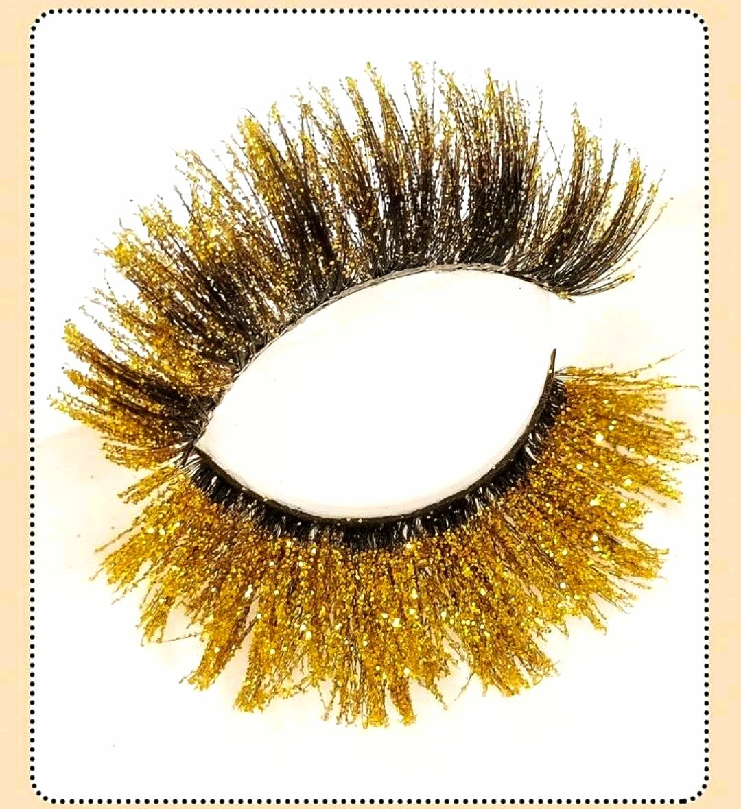 &quot;Goldie&quot; 20mm Gold Glitter Fluffy False Eyelashes