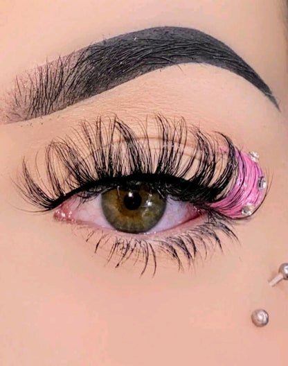 &quot;Pink Diamond&quot; 20mm Fauxmink  Fluffy Bejeweled False Eyelashes