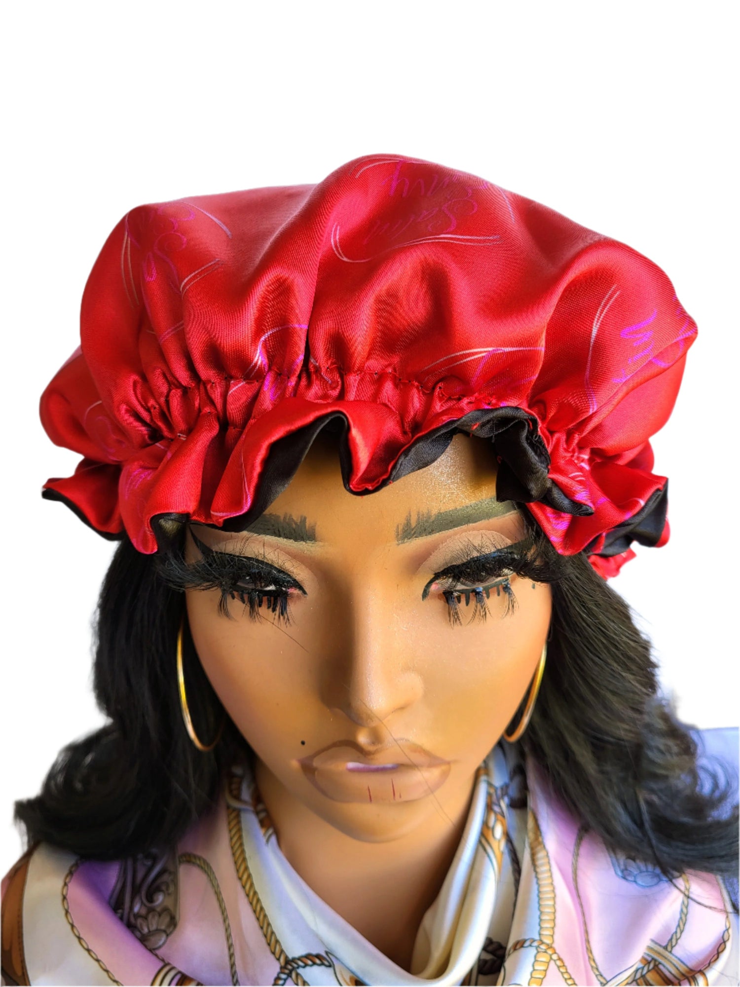 SATIN ENVY RED Reversible Sleeping Satin Hair Bonnet