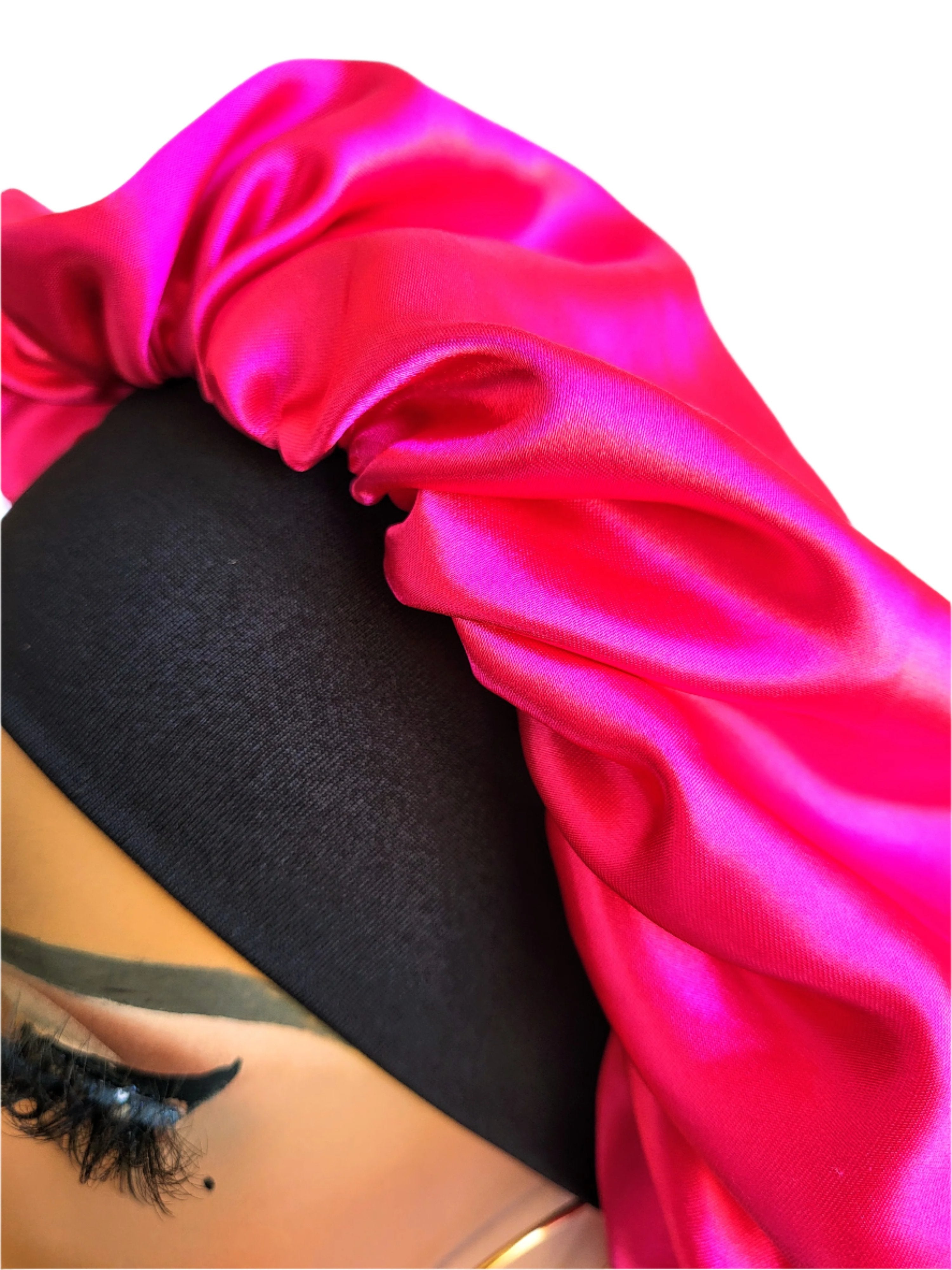 HOT PINK Wide Band Single Layer Jumbo Satin Bonnet