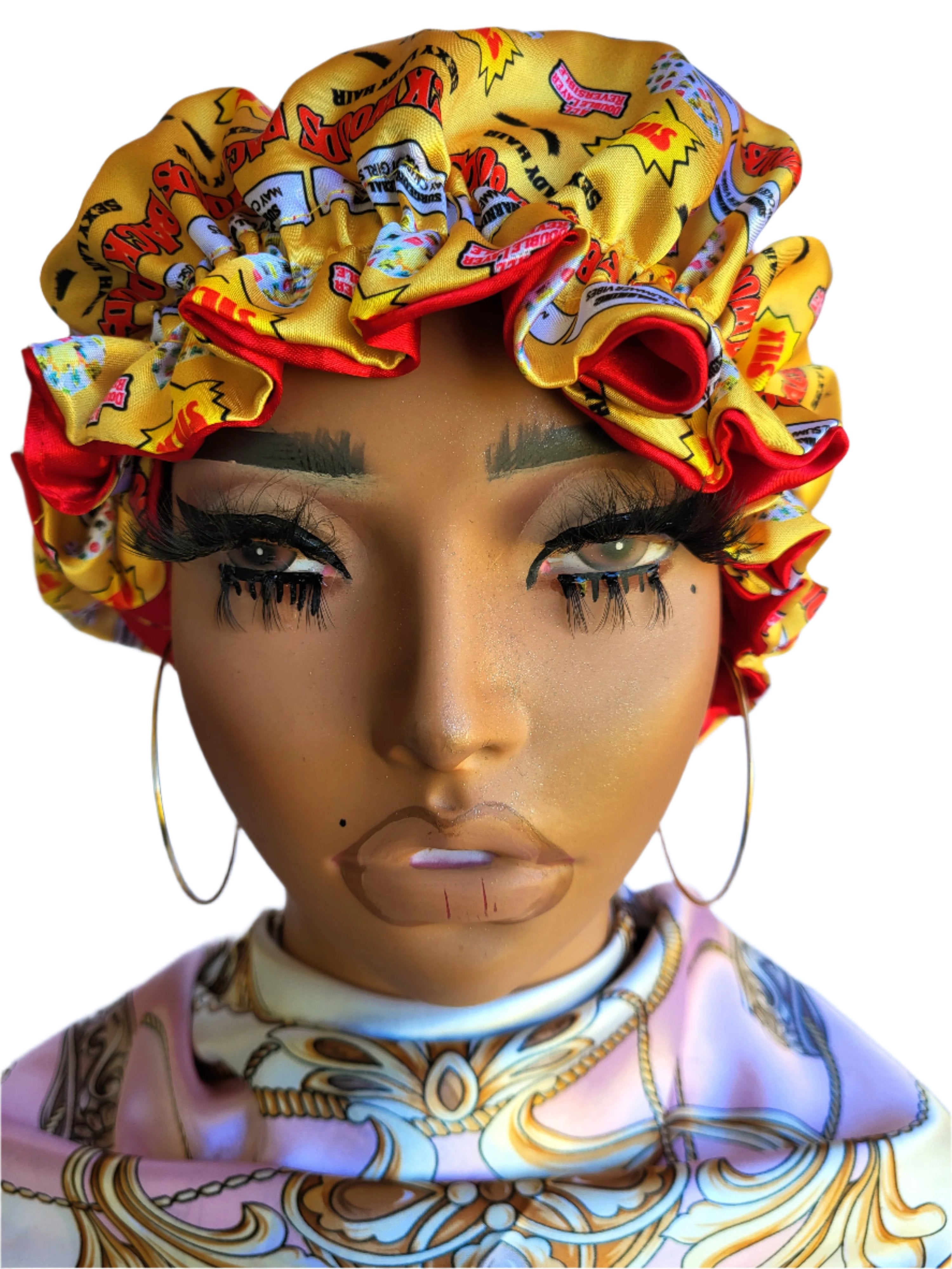 GOLD &amp; RED VIBES – Reversible Satin Sleeping Hair Bonnet