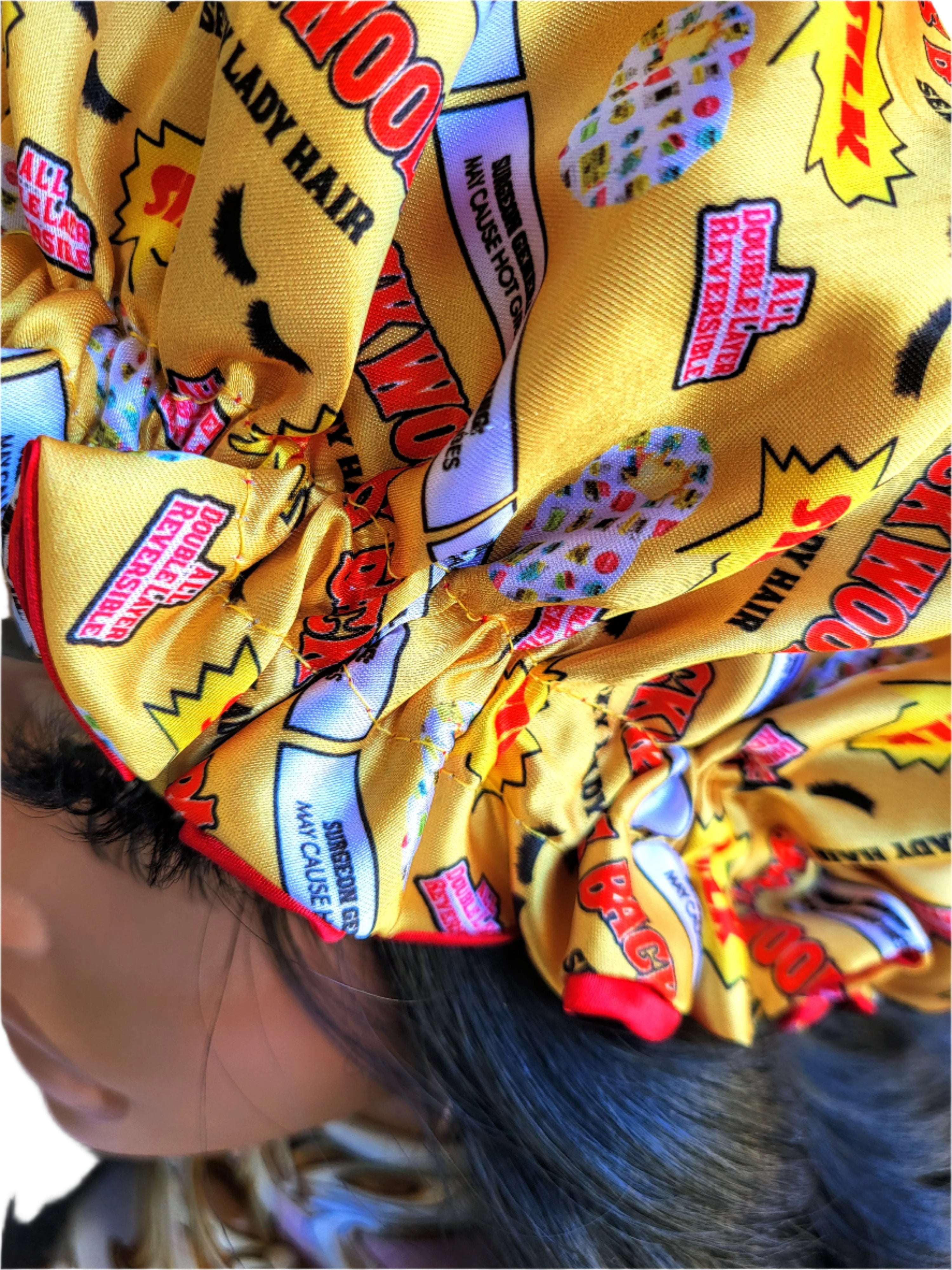 GOLD &amp; RED VIBES – Reversible Satin Sleeping Hair Bonnet