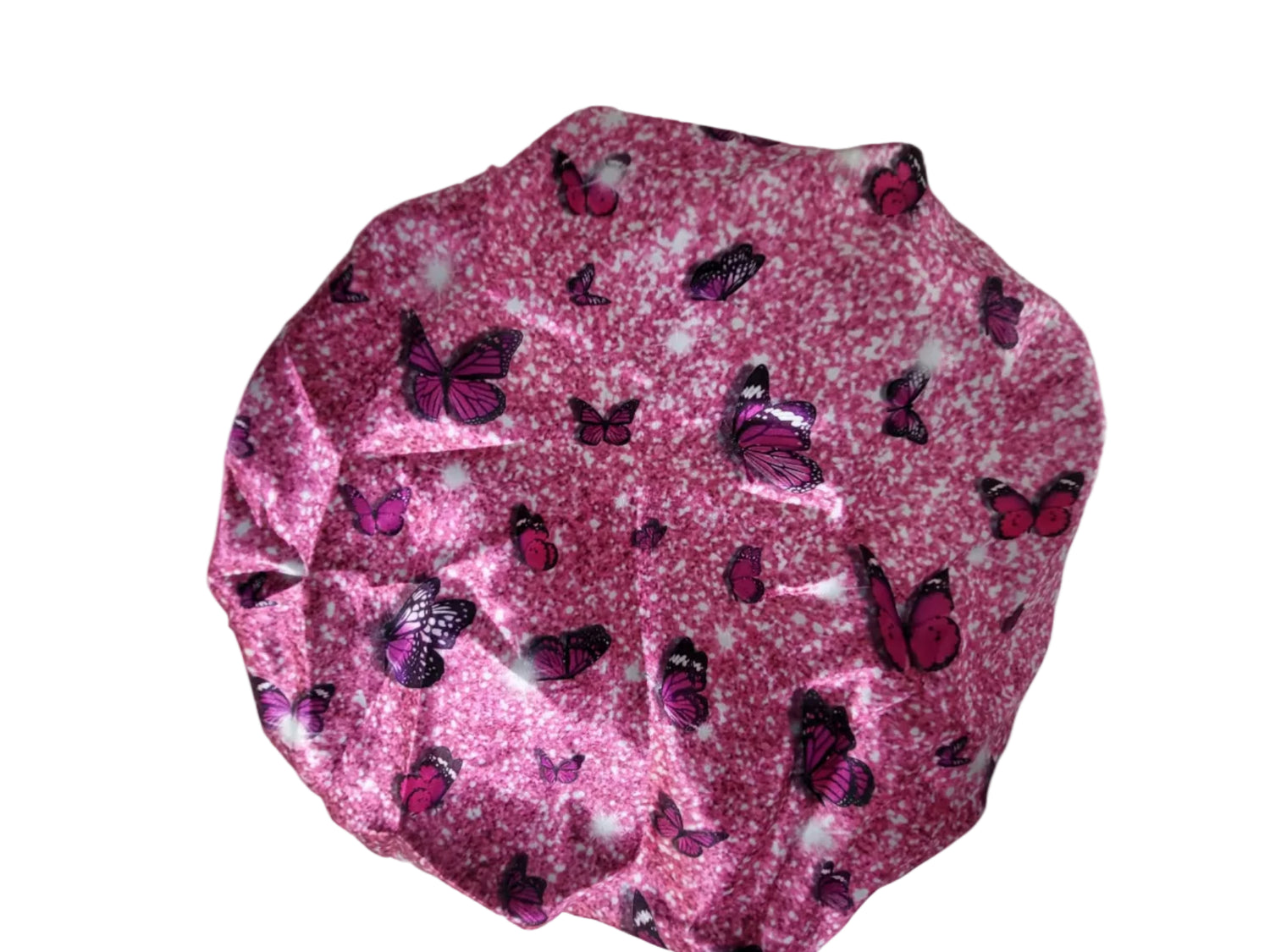 Mom &amp; Me Pink Butterfly Satin Bonnet Set